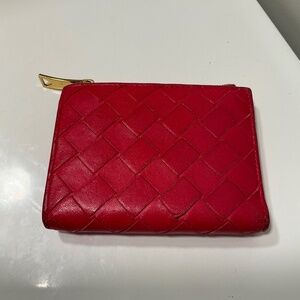 Bottega Veneta Intrecciato fuchsia pink compact wallet